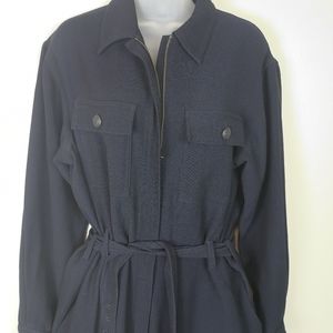 Ralph Lauren Sz 14 Wool Twill Coveralls Jumpsuit Wide Leg Long Sleeves Zipper